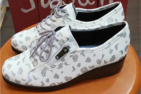 【ナチュラルバック 5283 オフホワイト】サイドジップ靴紐シューズ